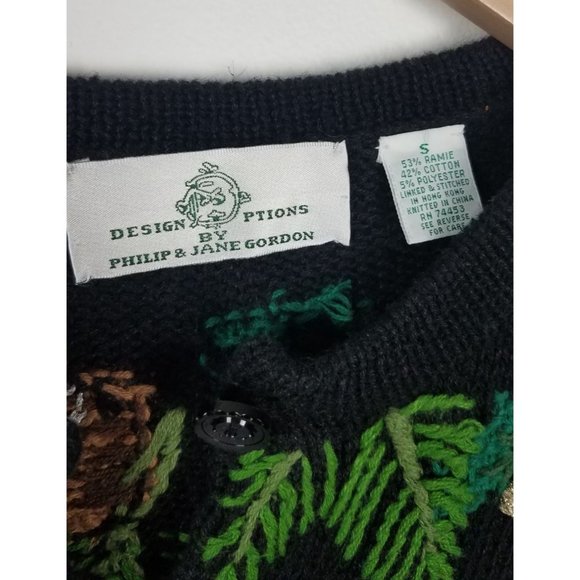 Vtg. Design Options by Philip & Jane Gordon Sz. S Hand Knitted Holiday Cardigan - Picture 2 of 8
